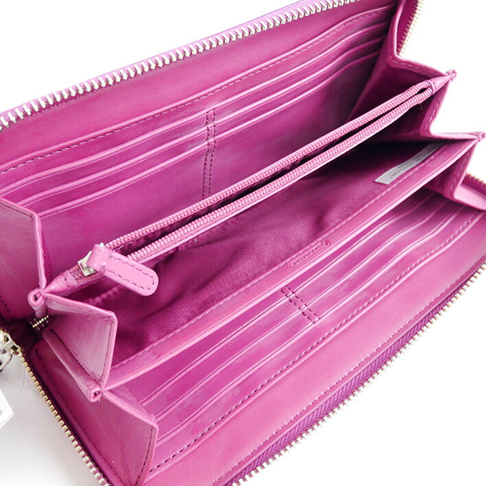 COACHコーチアウトラインシグネチャーアコーディオンジップアラウンド長財布財布F49469【中古】