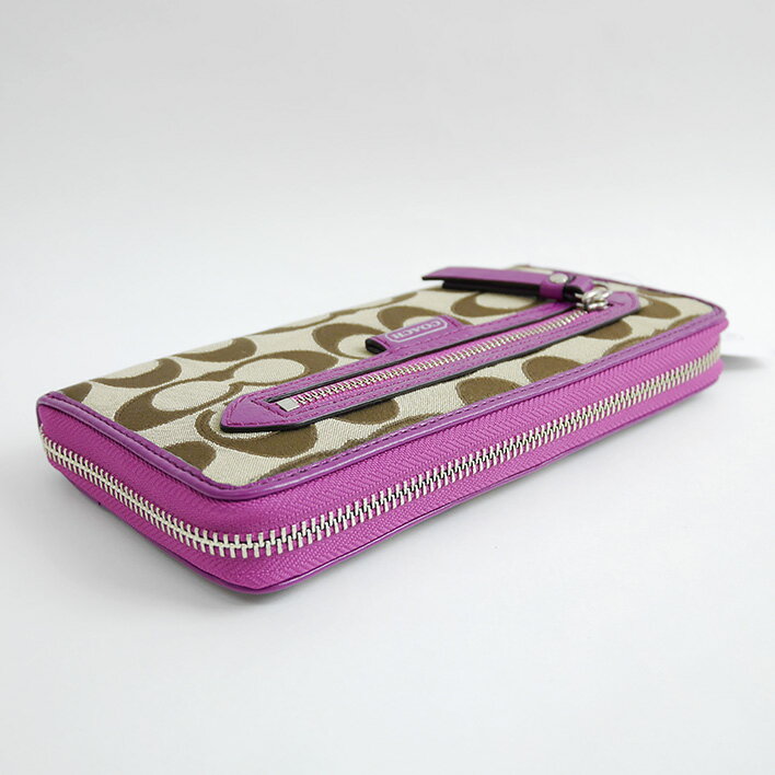 COACHコーチアウトラインシグネチャーアコーディオンジップアラウンド長財布財布F49469【中古】