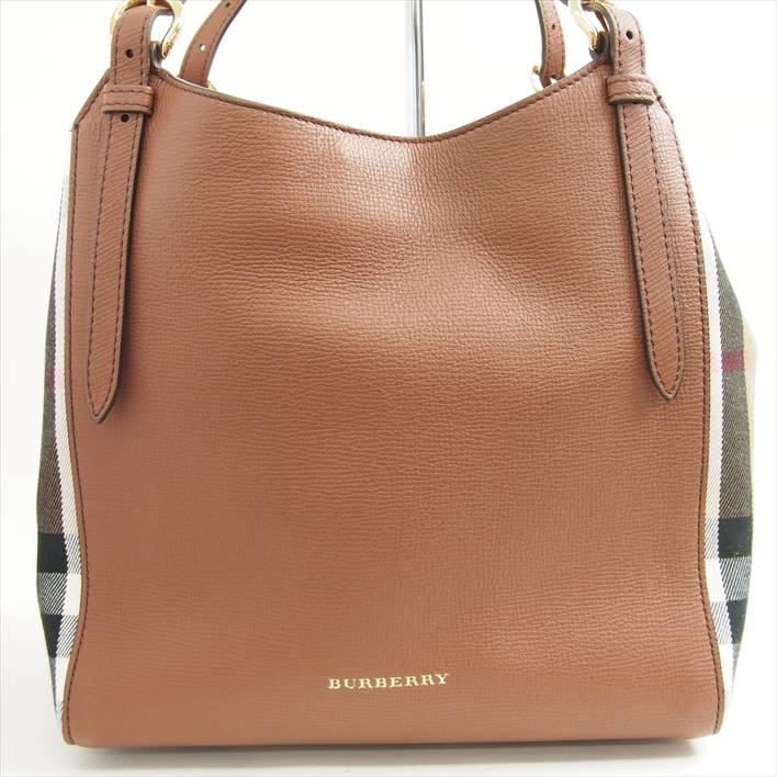 Burberryバーバリースモール・カンター・イン・レザー&ハウスチェック【中古】