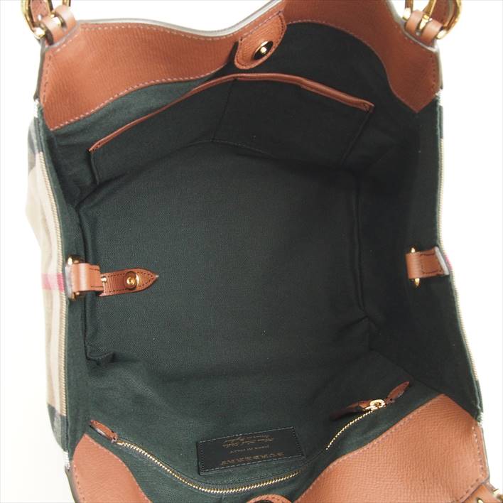 Burberryバーバリースモール・カンター・イン・レザー＆ハウスチェック【中古】