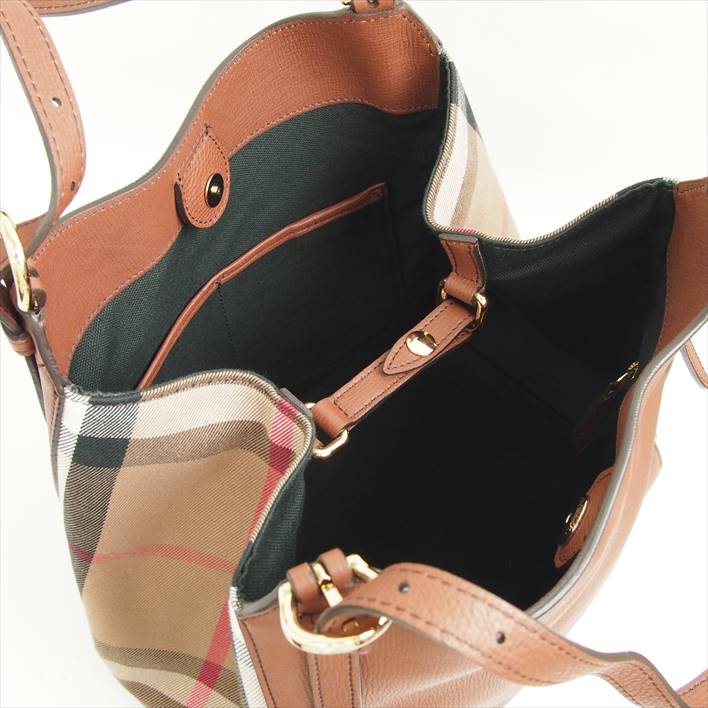Burberryバーバリースモール・カンター・イン・レザー&ハウスチェック【中古】