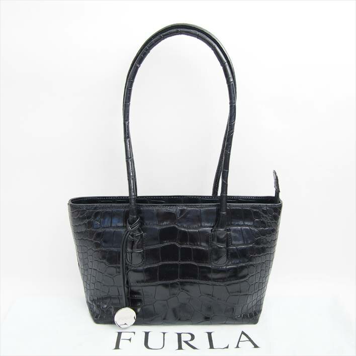 FURLAフルラクロコ押し2wayバッグ【中古】