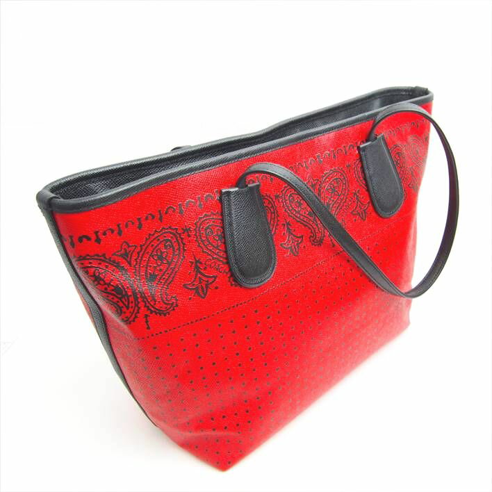 COACHコーチプリントクロスグレインニューコーチタクシージップトートシルバーバンディット【中古】