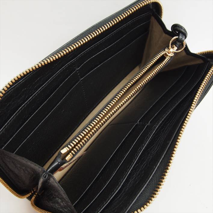 Chloeクロエカーフリボン付きラウンドジップ長財布【中古】