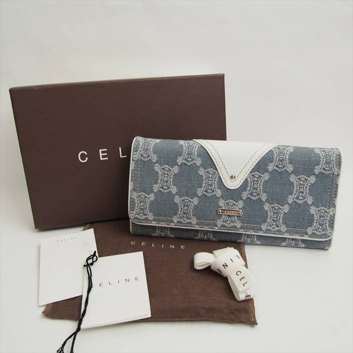CELINEセリーヌマカダムラインデニム長財布【中古】