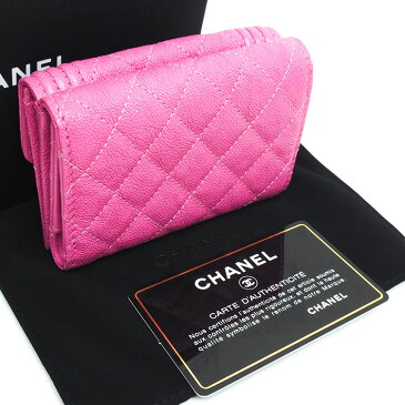 CHANEL シャネル ウォレットココマーク CCロゴ キャビアスキン レザー ピンク ヴィンテージ レディース ビジネス 本革 クラシック ブランド コンパクト コンパクトウォレット 三つ折り 財布 WALLET VINTAGE A81996 中古 送料無料 美品