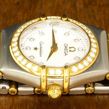 【ポイント3倍】OMEGAコンステレーションミニ12PダイヤホワイトシェルConstellation腕時計中古