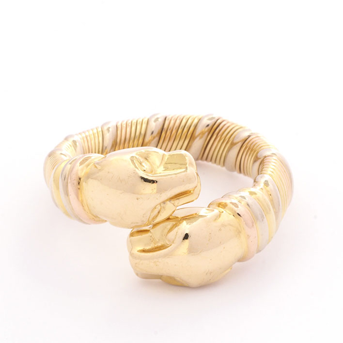 【返品OK】【新品仕上げ済み】カルティエ パンテール 豹 パンサー ツインヘッド スリーカラー K18YG/K18WG/K18PG 54【指輪】のサムネイル