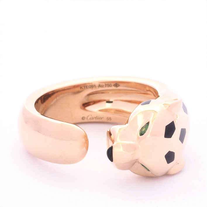 【返品OK】【新品仕上げ済み】カルティエ パンテール 豹 ツァボライト グリーンガーネット K18PG 55【指輪】のサムネイル