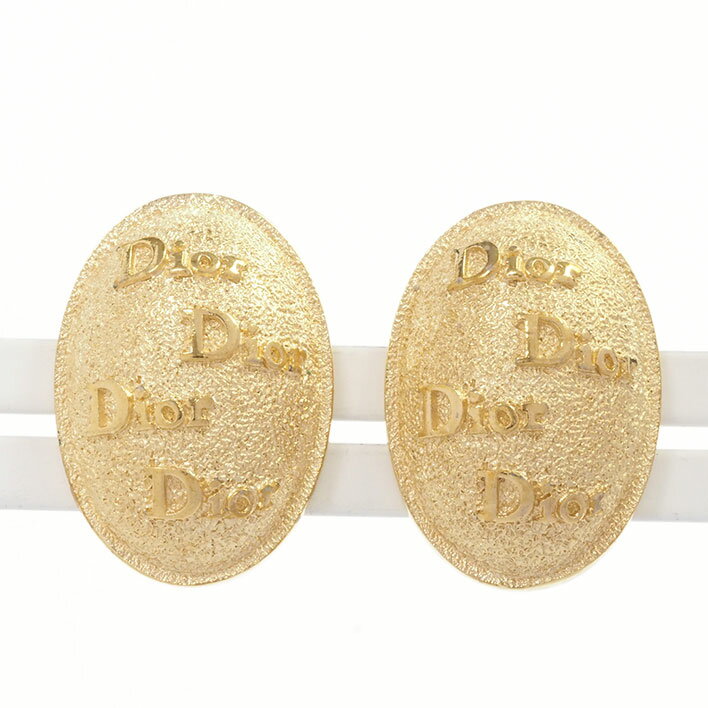 【返品OK】クリスチャン ディオール ロゴ ラウンド型 ヴィンテージ【イヤリング】