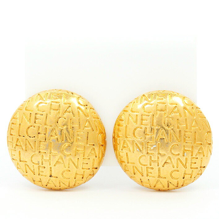 【返品OK】シャネル ロゴ ゴールドカラー ラウンド クリップタイプ【イヤリング】