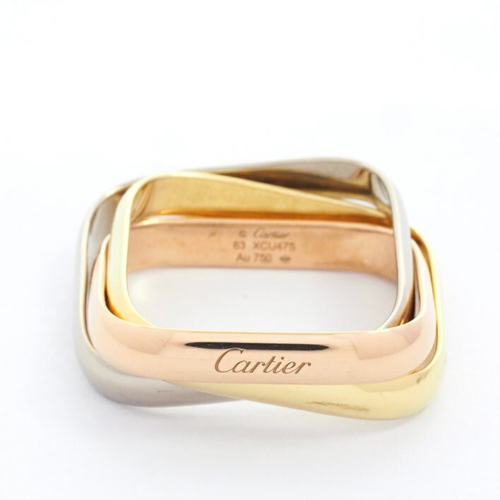 【返品OK】【新品仕上げ済み】【新品同様】カルティエ トリニティ スクエア クッション クラシックモデル K18WG K18YG K18PG 【指輪】のサムネイル