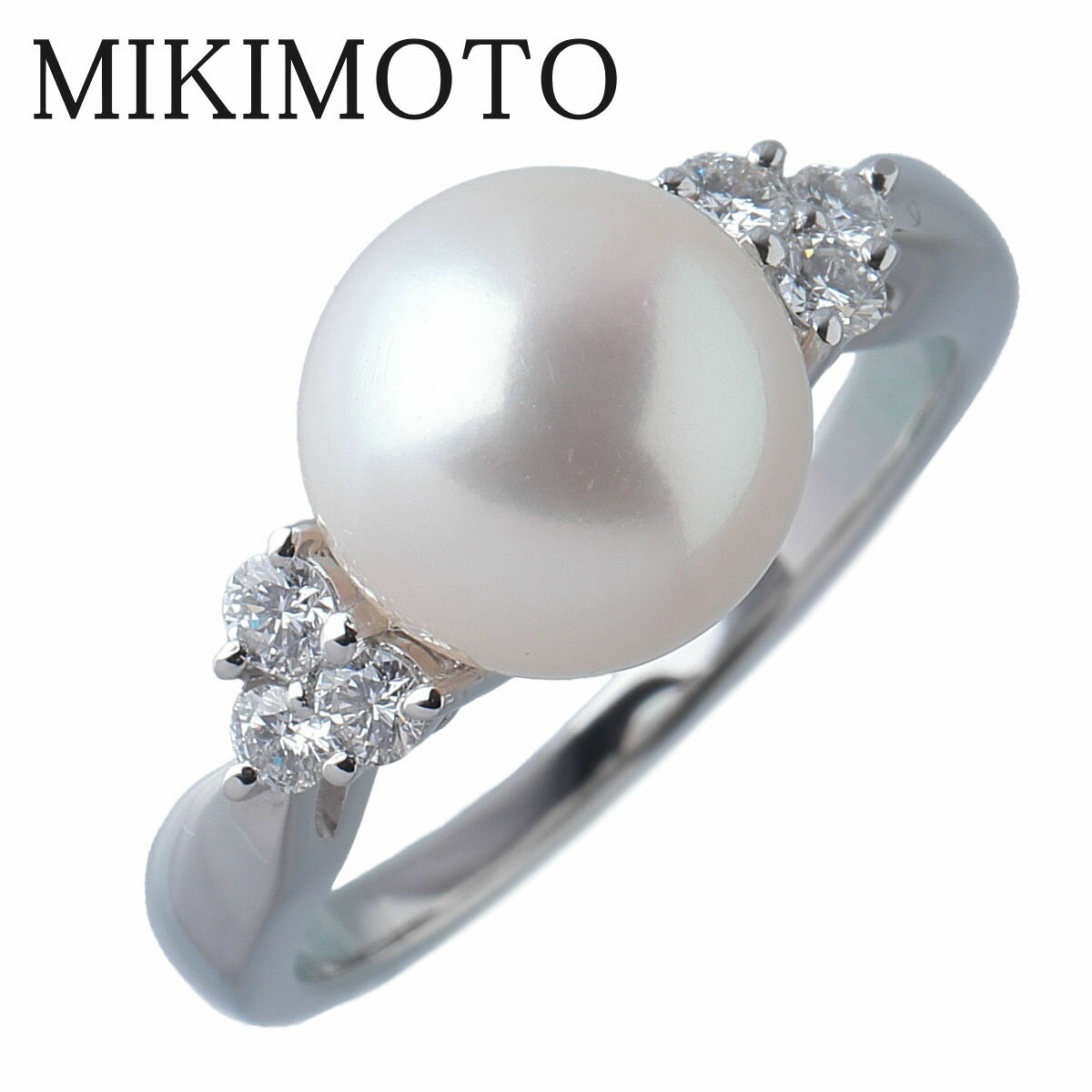 ミキモト パール ダイヤ リング アコヤパール8.6mm 9号弱 PT950 新品仕上げ済 MIKIMOTO【中古】15677