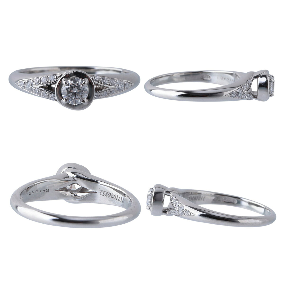 ブルガリ ダイヤ リング インコントロ ダモーレ 中石ダイヤ0.18ct E-VVS1-VG 10号...