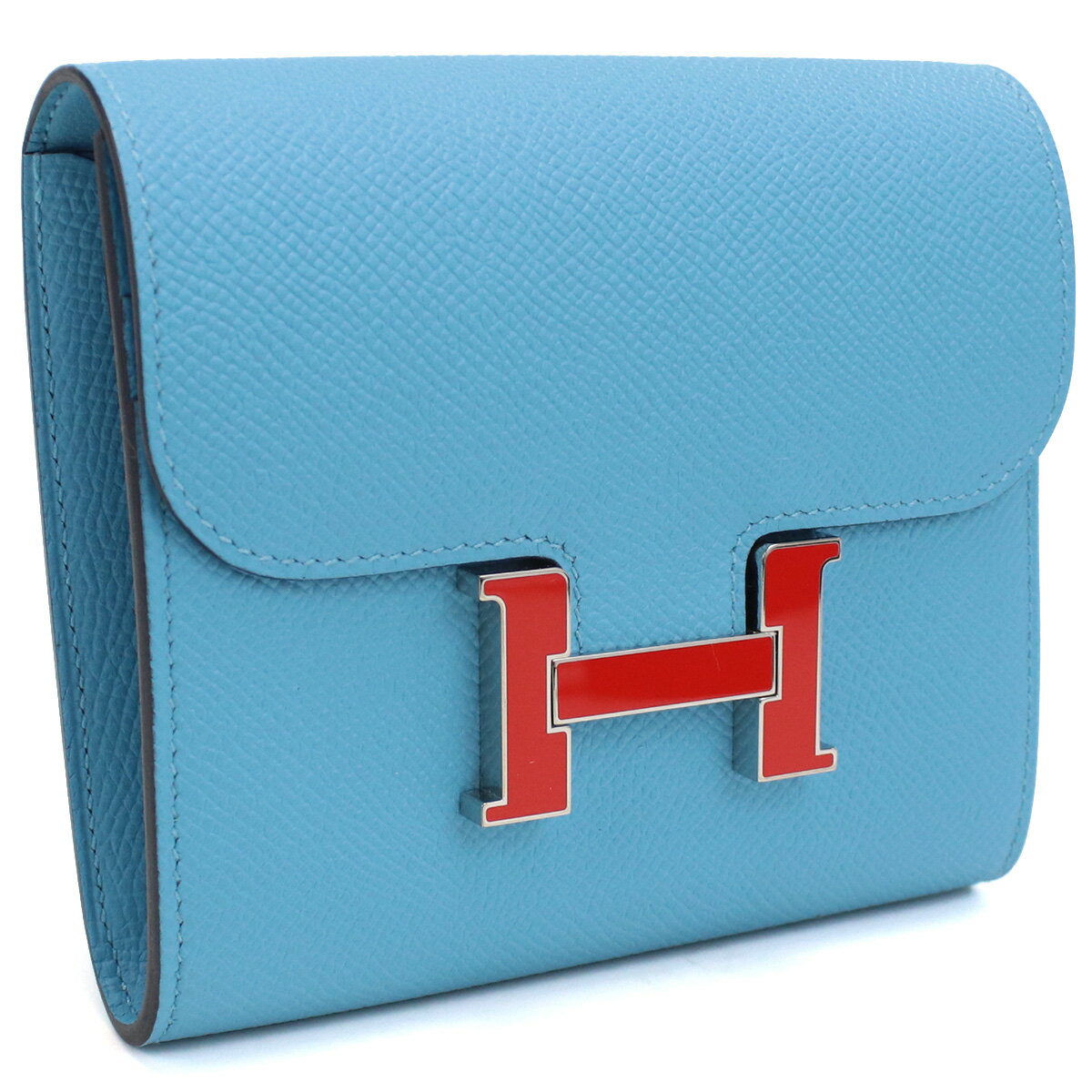 エルメス HERMES 二つ折り財布 コンスタンスコンパクトウォレット エプソン ブルーブルー系 wallet-01 mini-01 tcld-bhsn