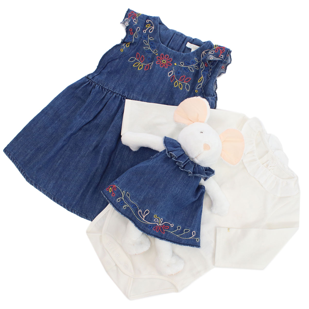 クロエ　ベビー服 クロエ CHLOE ベビー−ワンピース 3点セット ギフトセット C9K219 Z10DENIM BLUE ブルー系 ベビー tcld-bhsn