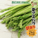 【お買い物マラソン 限定!ポイント10倍】 アスパラガス グリーンアスパラ 夏アスパラ 訳あり L・2L混 2kg 平均60本 送料無料 北海道産 朝採れ グリーンアスパラガス ワケあり 太い わけあり アスパラ 甘い 産地直送 産直 贈り物 採れたて あすぱら 【ym_rza8】