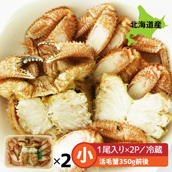 毛蟹 北海道産 毛ガニ 北海道 産 小 2尾 セット 350g前後(活毛蟹350g前後) 送料無料 冷蔵便 毛蟹 北海道産 けがに 毛がに 毛かに 毛カニ 蟹みそ保証 食べやすくカット 浜茹 蟹本来の 鮮度 美味しさ 甘さ そのままお届け 山崎水産【ym_rza】
