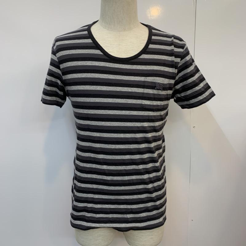 BURBERRY BLACK LABEL バーバリーブラックレーベル 半袖 Tシャツ T Shirt ボーダー ワンポイント【USED】【古着】【中古】10026292