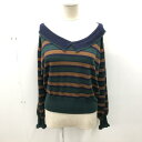 E hyphen world gallery イーハイフンワールドギャラリー ニット、セーター セーター 長袖カットソー ボーダー 襟付【USED】【古着】【中...