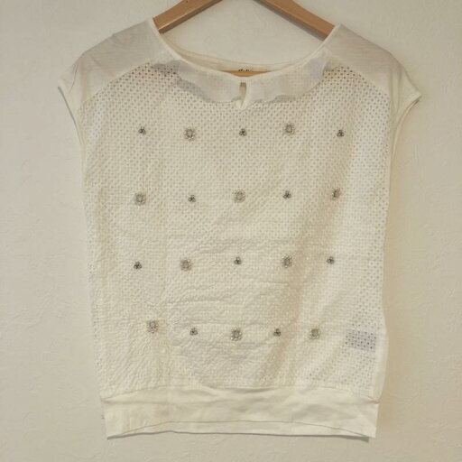 ef-de エフデ 半袖 カットソー Cut and Sewn ビジューカットソー フリル フレンチスリーブ【USED】【古着】【中古】10031116 ef-de エフデ 半袖 カットソー Cut and Sewn ビジューカットソー フリル フレンチスリーブ【USED】【古着】【中古】10031116
