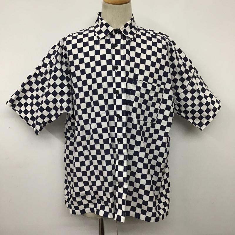 GOLD S[h  VcAuEX Shirt, Blouse CHECKERS PRINT COTTON BROAD S/S BIG SHIRT GL37537yUSEDzyÒzyÁz10081908