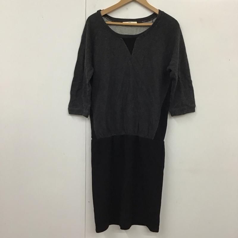ikka イッカ ひざ丈スカート ワンピース One-Piece Medium Skirt 七分袖 スウェット切替【USED】【古着】【中古】10119256