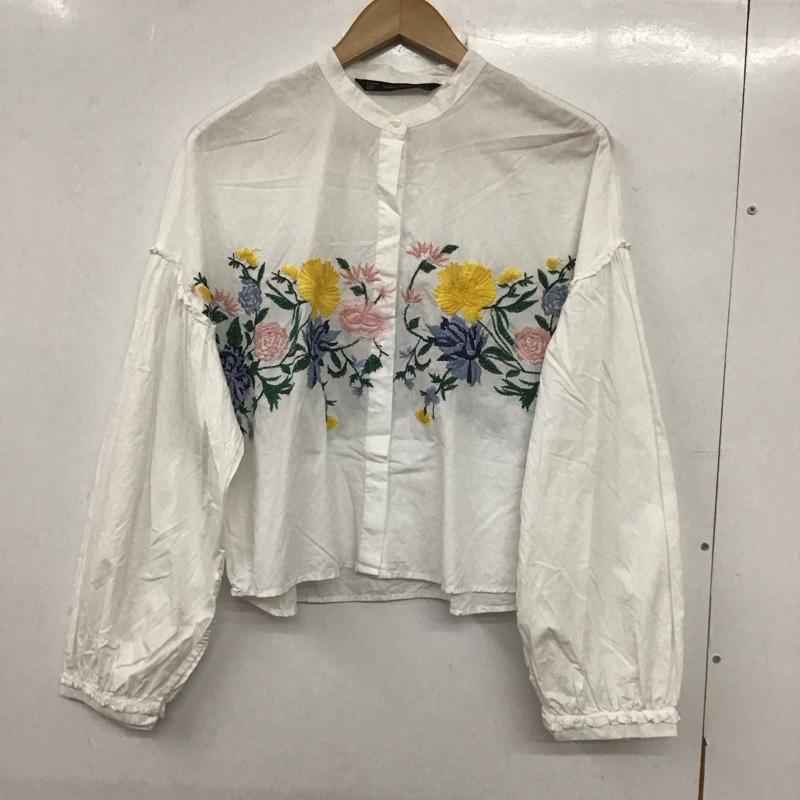 新品☆ZARA ザラ 刺繍入りブラウス トップス ライトブルー S 美品 ZARA ライトブルー 刺繍カットワーク ブラウス シャツ S