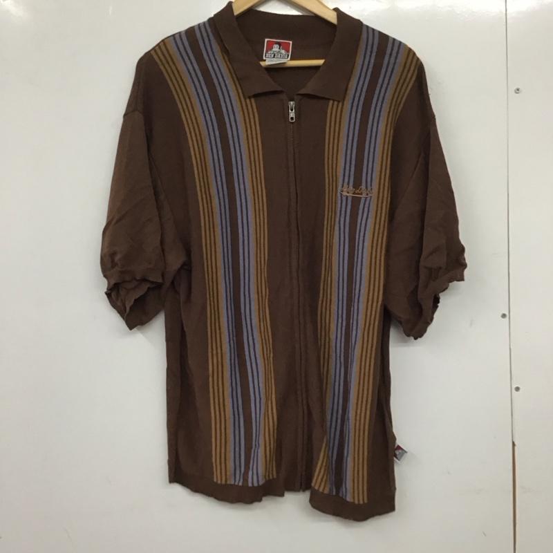 BEN DAVIS ベンデイビス 半袖 ニット、セーター Knit, Sweater i-23580038 ストライプジップアップセーター 半袖ニットカットソー【USED】【古着】【中古】10136857