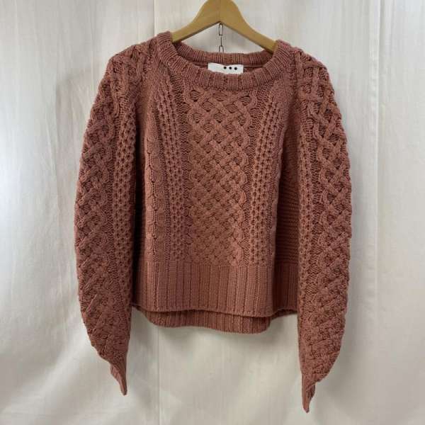 スリードッツ ケーブルニット/クルーネック/ピンク系 表記無し【USED】【古着】【中古】50098310