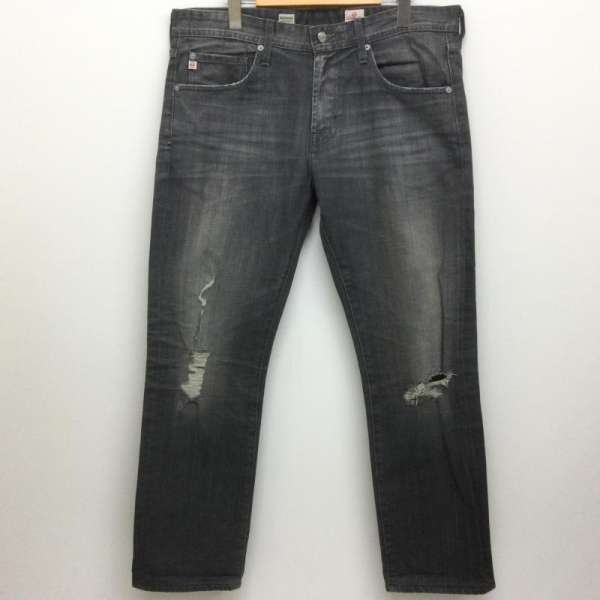 エージー／アドリアーノゴールドシュミット USA製 MATCHBOX スリムストレート ジーンズ ダメージ加工 ..