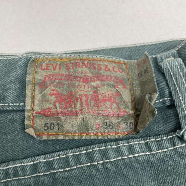 リーバイス 後染め ボタン裏511 90s ヴィンテージ ボタンフライ デニム パンツ 501 グリーン系 メンズ 38インチ ISItems【USED】【古着】【中古】50128129