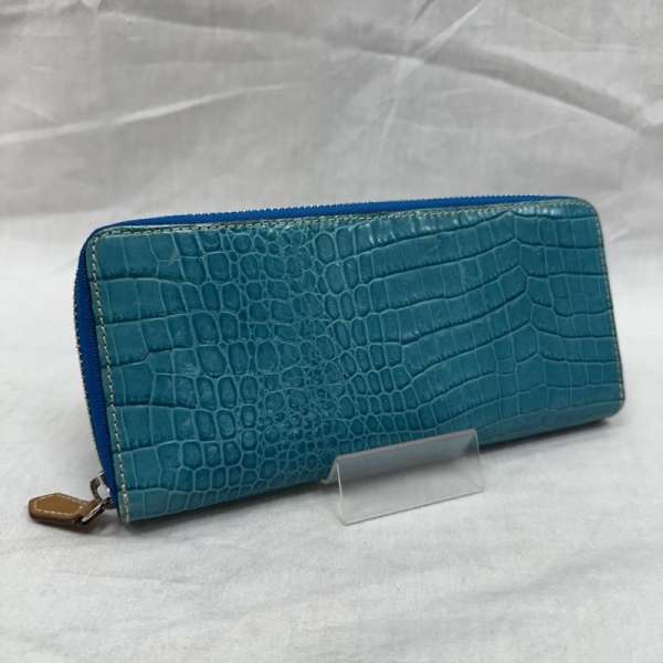 古着 REC.1152526 S・coeur スフィーダ ラウンドファスナー ハニーセル 長財布 レザー ブルー メンズ -【USED】【古着】【中古】50128456