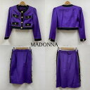 古着 MADONNA スカート セットアップ バイカラー ショート丈 ジャケット 中綿 ビジュー付き 金ボタン レディース 表記無し ISItems【USED】...