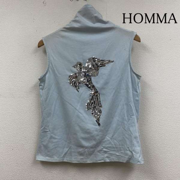 ホンマ ノースリーブ タンクトップ スパンコール 刺繍 鳥デザイン タートル ハイネック ボトルネック ..