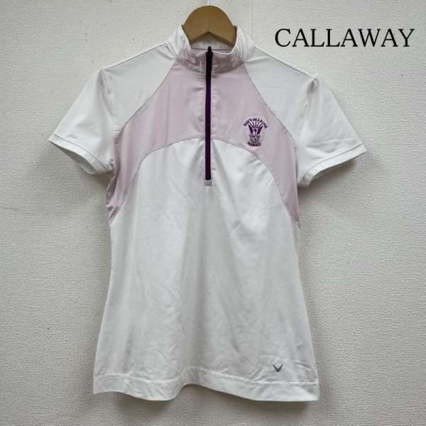 キャロウェイ ポロシャツ 半袖 レギュラーカラー ハーフジップ ロゴ 刺繍 テニス ゴルフ スポーツウェ..
