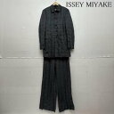 イッセイミヤケ 90s PLEATS PLEASE プリーツ ステンカラー コート ワイド パンツ セットアップ IM94-FD919 レディース M【USED...