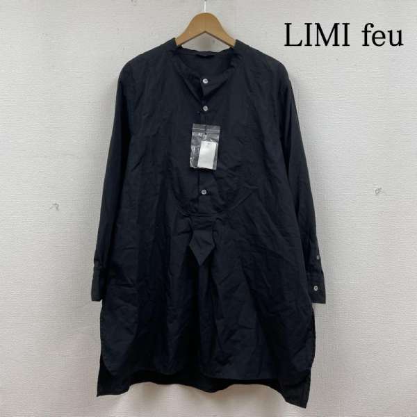 リミフゥ オーバーサイズ 長袖 シャツ ワンピース ミディ丈 無地 変形 ボタン タグ付き レディース - ISItems【USED】【古着】【中古】50130367