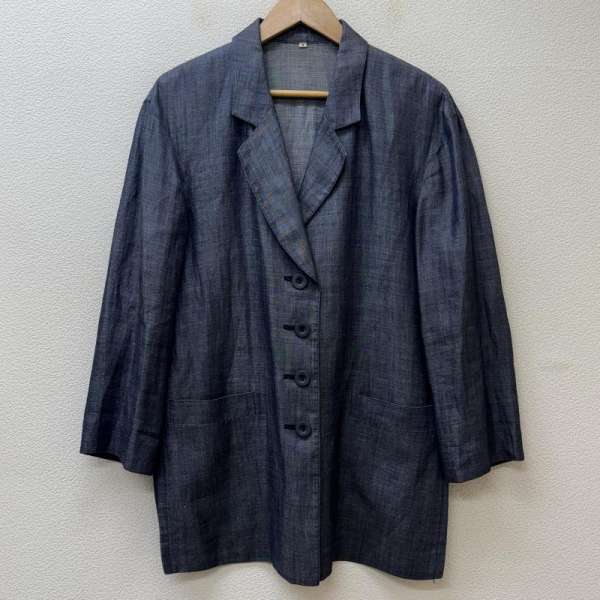 レリアン 日本製 リネン インディゴ ミドル丈 ジャケット レディース 9号 ISItems【USED】【古着】【中古】50132717