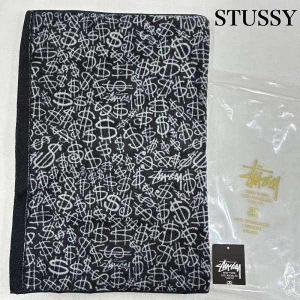 ✨未使用✨Stussy バスタオル 黒 青 グラデーション ステューシー STUSSY ワールドツアー TEE Tシャツ カットソー