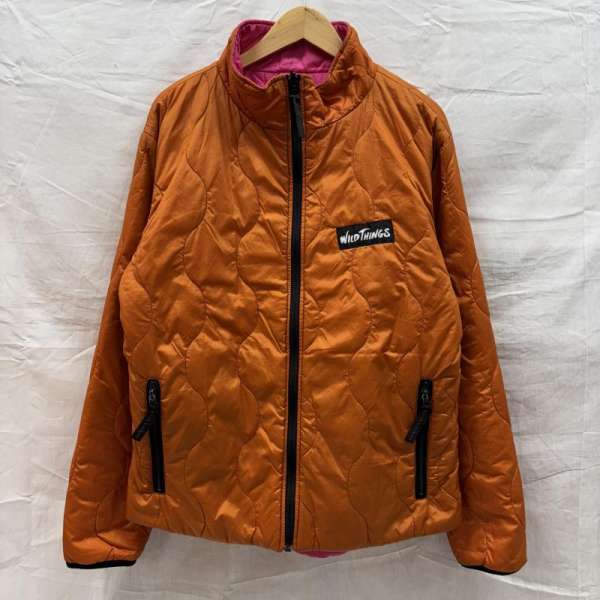 ワイルドシングス USA製 リバーシブル PRIMALOFT プリマロフト 中綿 スタンドカラー キルティング ナイロン ジャケット オレンジ ピンク メンズ L【USED】【古着】【中古】50133689