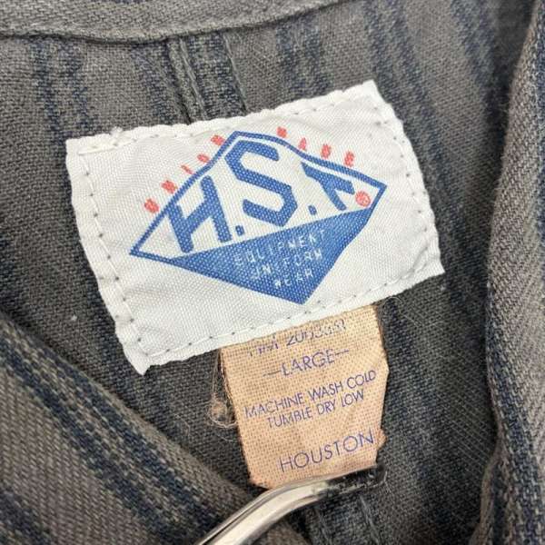 ヒューストン UNION MADE H.S.T オールインワン ジャンプスーツ ツナギ ストライプ ボタンフライ フェード メンズ L【USED】【古着】【中古】50134427