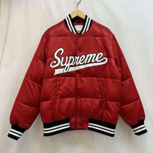 ［期間限定］Supreme スタジャン Lサイズ レッド Supreme(シュプリーム) ×CHAMPION Hooded Satin Varsity Jacket