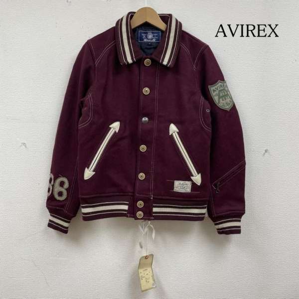 アヴィレックス 6122060 襟付き ジップボタン式 ワッペンデコ メルトン ウール スタジャン メンズ M ISItems【USED】【古着】【中古】50135879