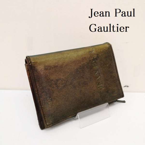 未使用級 収納袋 ジャンポールゴルチエ クロコ がま口 コンパクト 折り財布 革 未使用級 収納袋 ジャンポールゴルチエ クロコ がま口