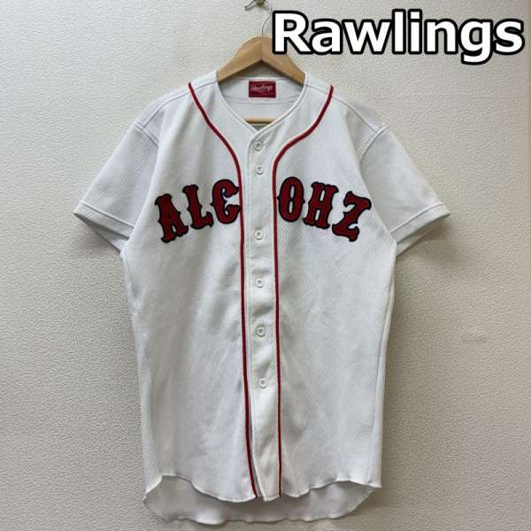 古着 Rawlings ローリングス ロゴ ナンバリング ワッペン メッシュ ゲーム シャツ 白 ホワイト メンズ L【USED】【古着】【中古】50136986