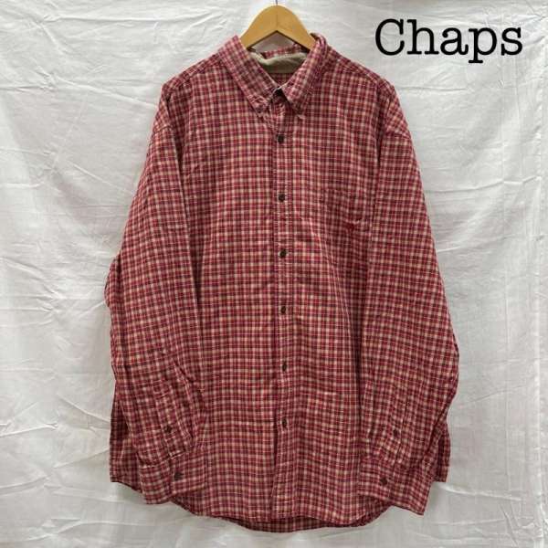 チャップス CHAPS コットン チェック柄 長袖シャツ RED レッド 赤 XXL メンズ XXL ISItems【USED】【古..
