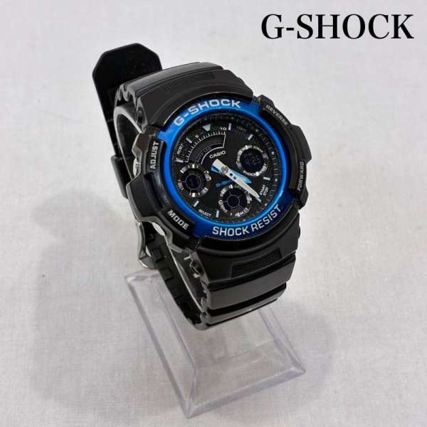 ジーショック AW-591 アナログ デジタル時計 アナデジ ブラック ブルー メンズ - ISItems【USED】【古着】【中古】50139009