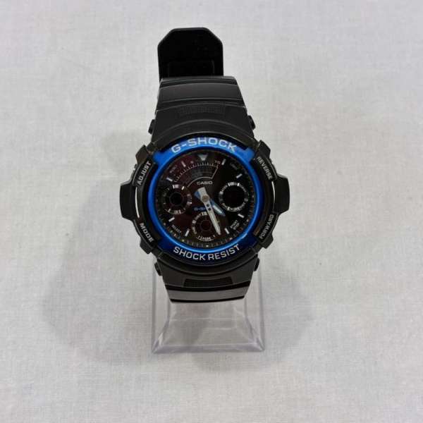 ジーショック AW-591 アナログ デジタル時計 アナデジ ブラック ブルー メンズ - ISItems【USED】【古着】【中古】50139009