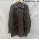 アクアスキュータム 1032 8321-2891 BRW ブラウン レザーカントリーコート キュプラ ラムレザー 無地 メンズ 40【USED】【古着】【中古】50140219